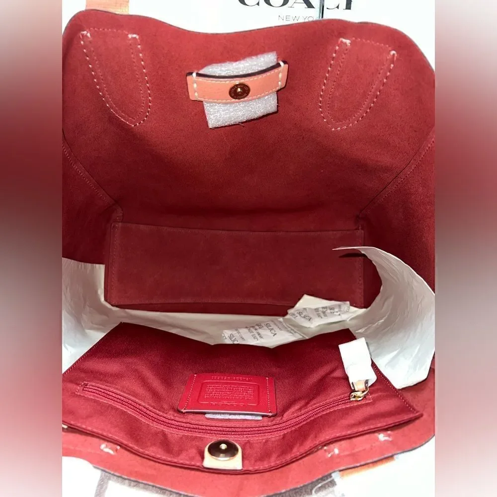 🔥🎁NWT! Coach DERBY Tote Handbag Pebble Leather Coral Msrp:$350.00